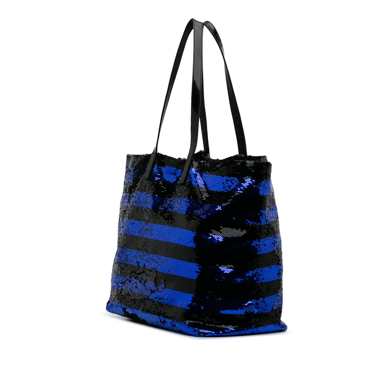 Prada Sequined Satin Stripes Tote Blauw