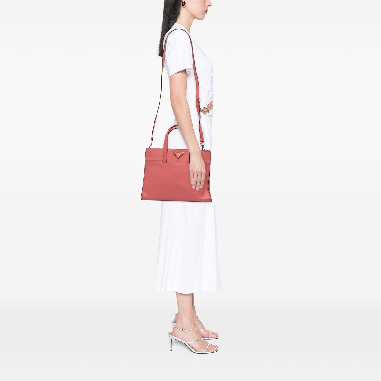 Prada Saffiano Soft Triple Pocket Tote Roze