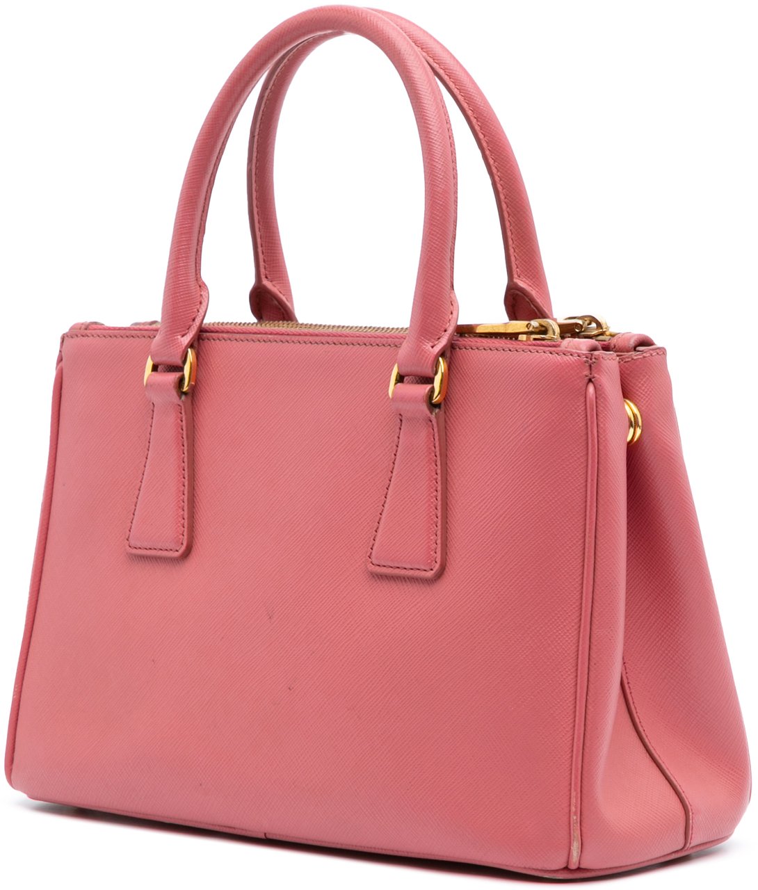Prada Small Saffiano Lux Galleria Double Zip Satchel Roze