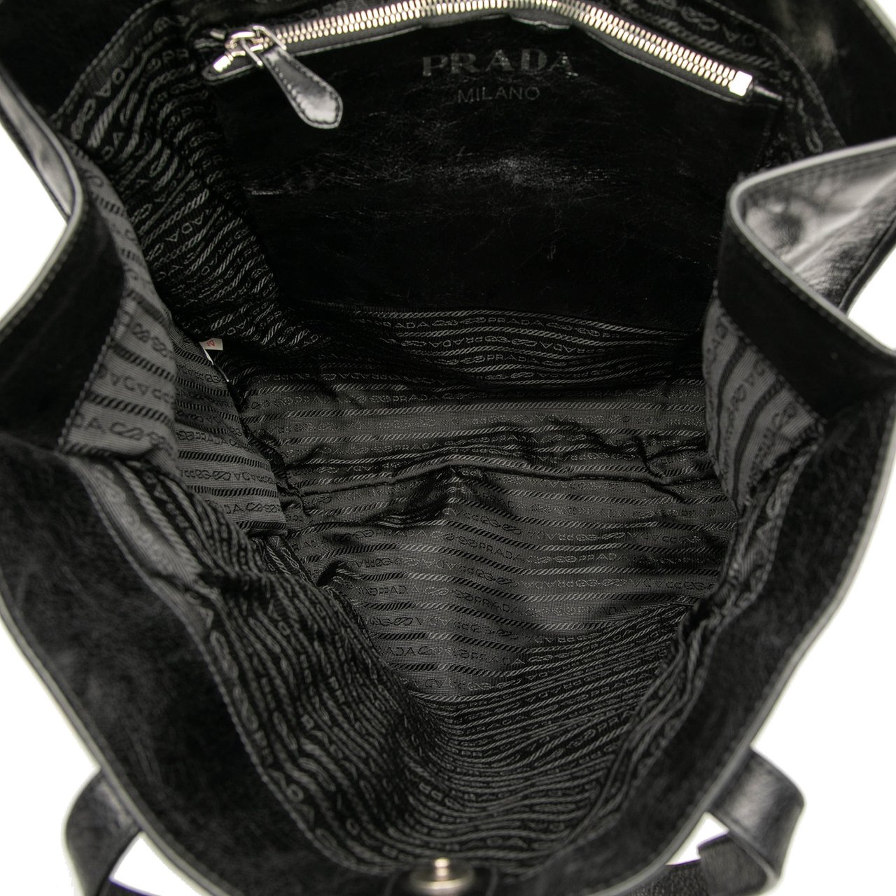 Prada Nappa Leather Antique Skull Tote Zwart