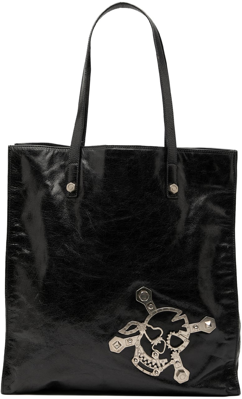 Prada Nappa Leather Antique Skull Tote Zwart