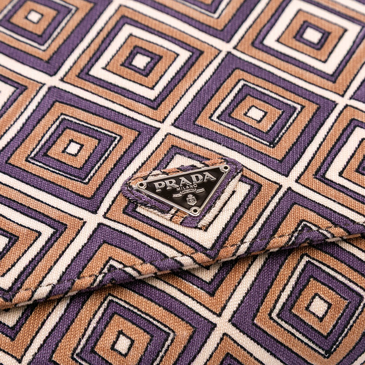Prada Canvas Geometric Shoulder Bag Bruin