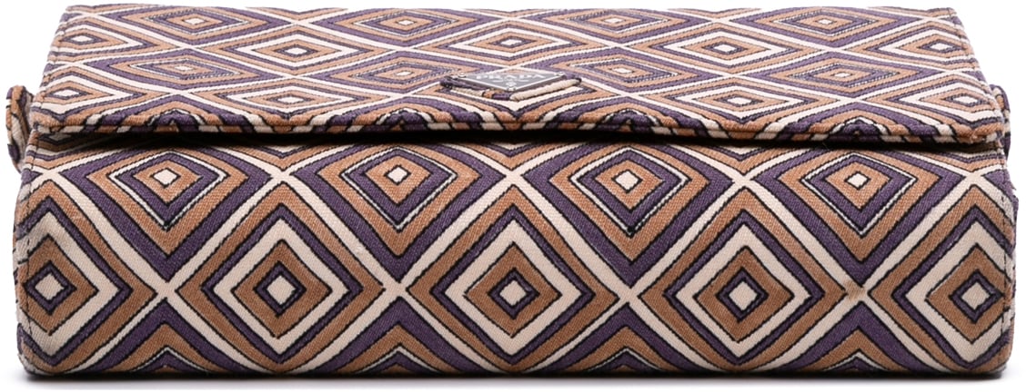 Prada Canvas Geometric Shoulder Bag Bruin