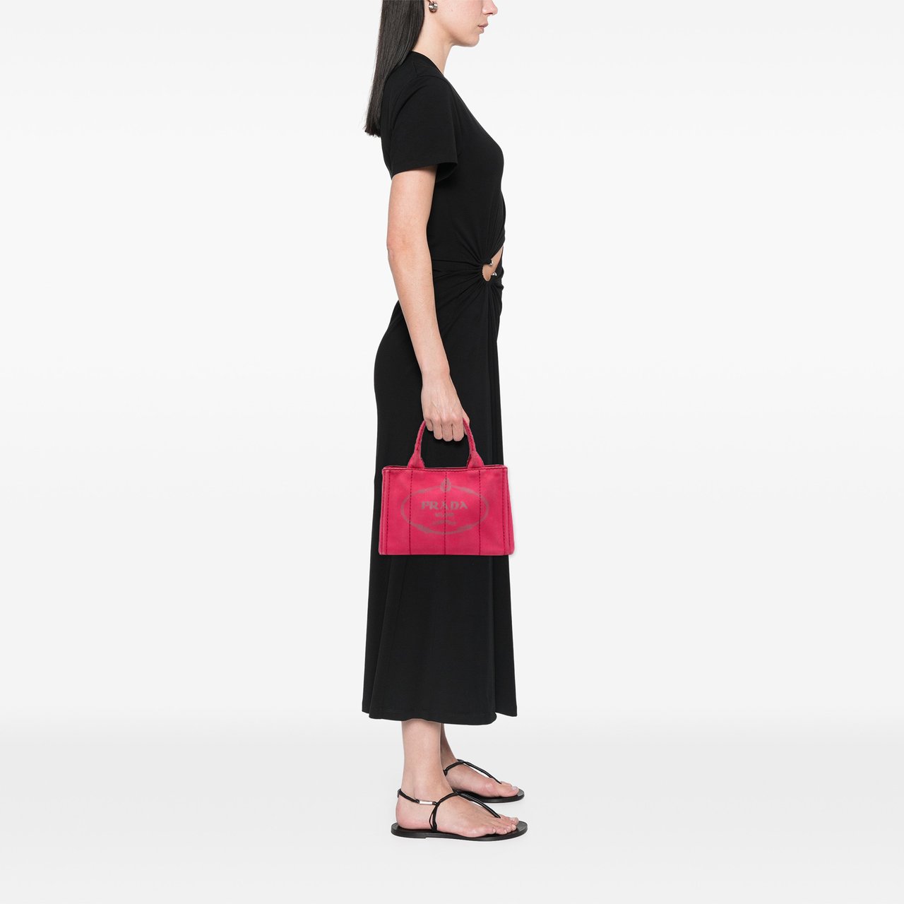 Prada Small Canvas Canapa Logo Satchel Roze