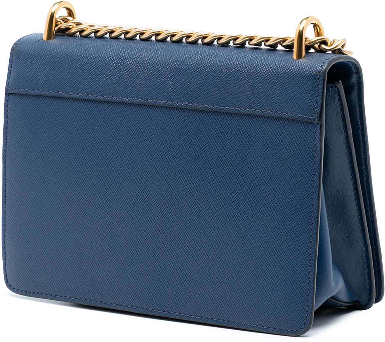 Prada Saffiano Lux Chain Crossbody Blauw