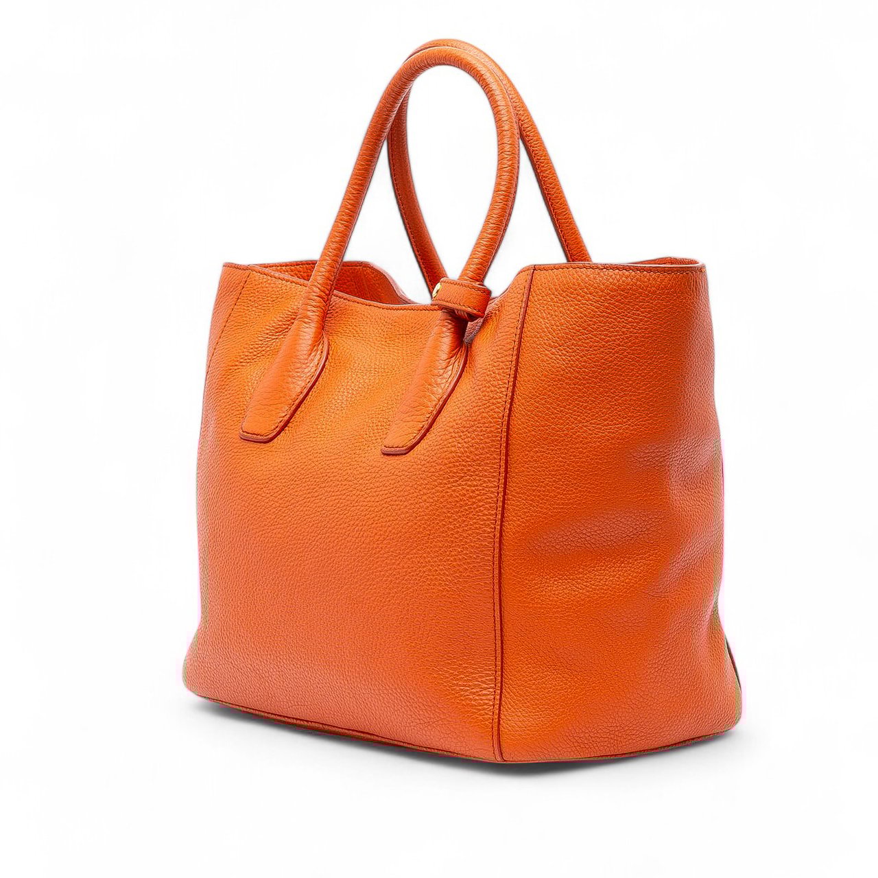 Prada Vitello Daino Open Convertible Tote Oranje