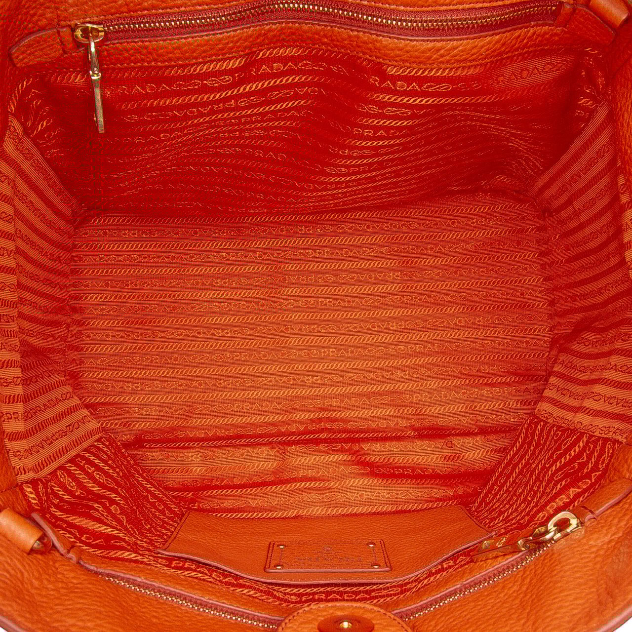 Prada Vitello Daino Open Convertible Tote Oranje