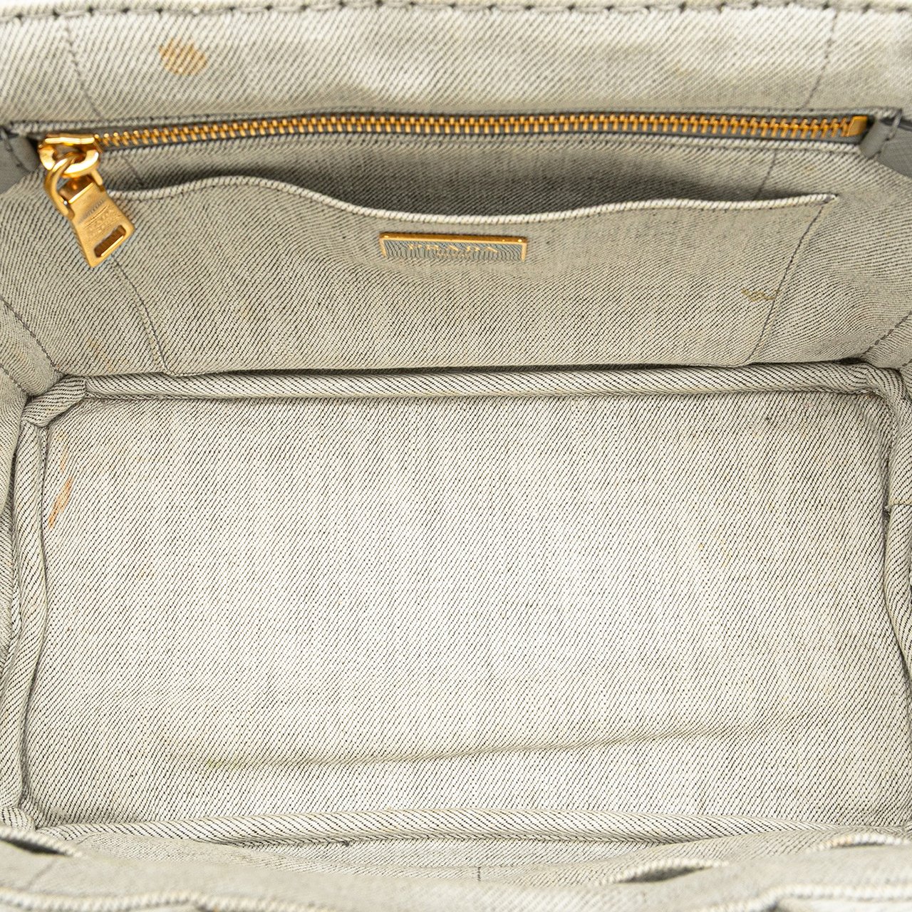 Prada Small Denim Canapa Logo Satchel Grijs