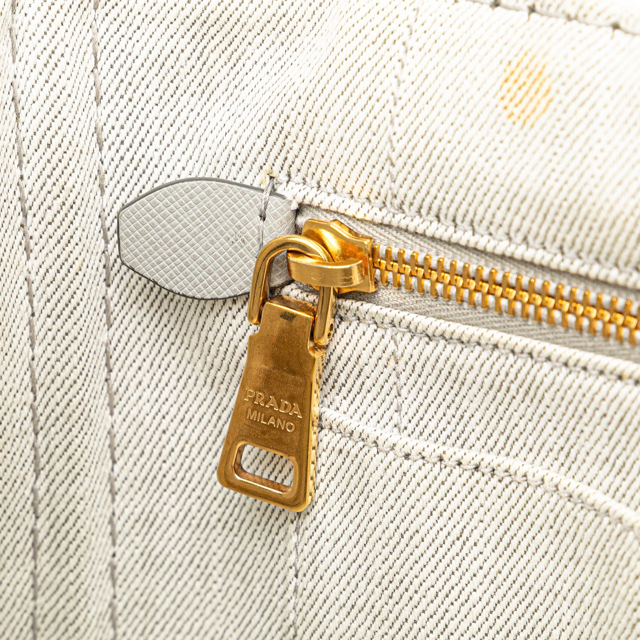 Prada Small Denim Canapa Logo Satchel Grijs