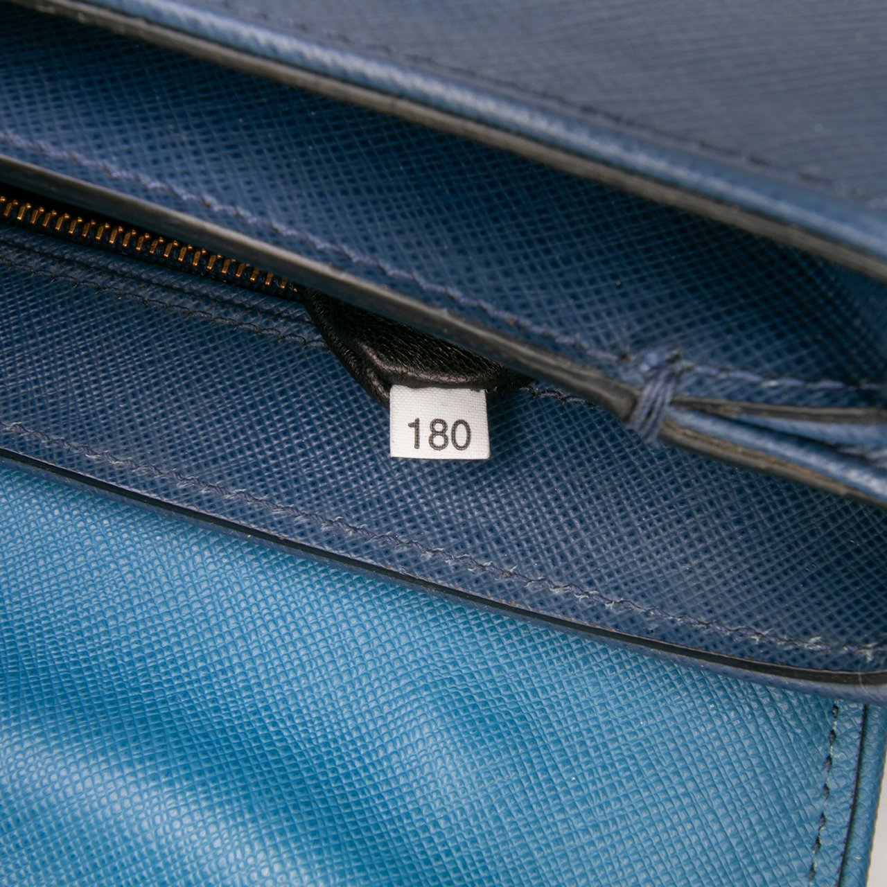 Prada Bicolor Saffiano Sound Lock Satchel Blauw