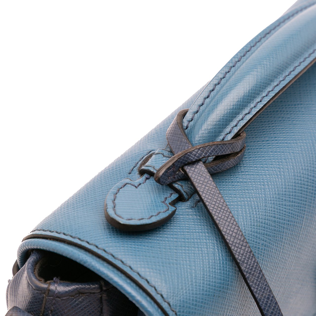 Prada Bicolor Saffiano Sound Lock Satchel Blauw