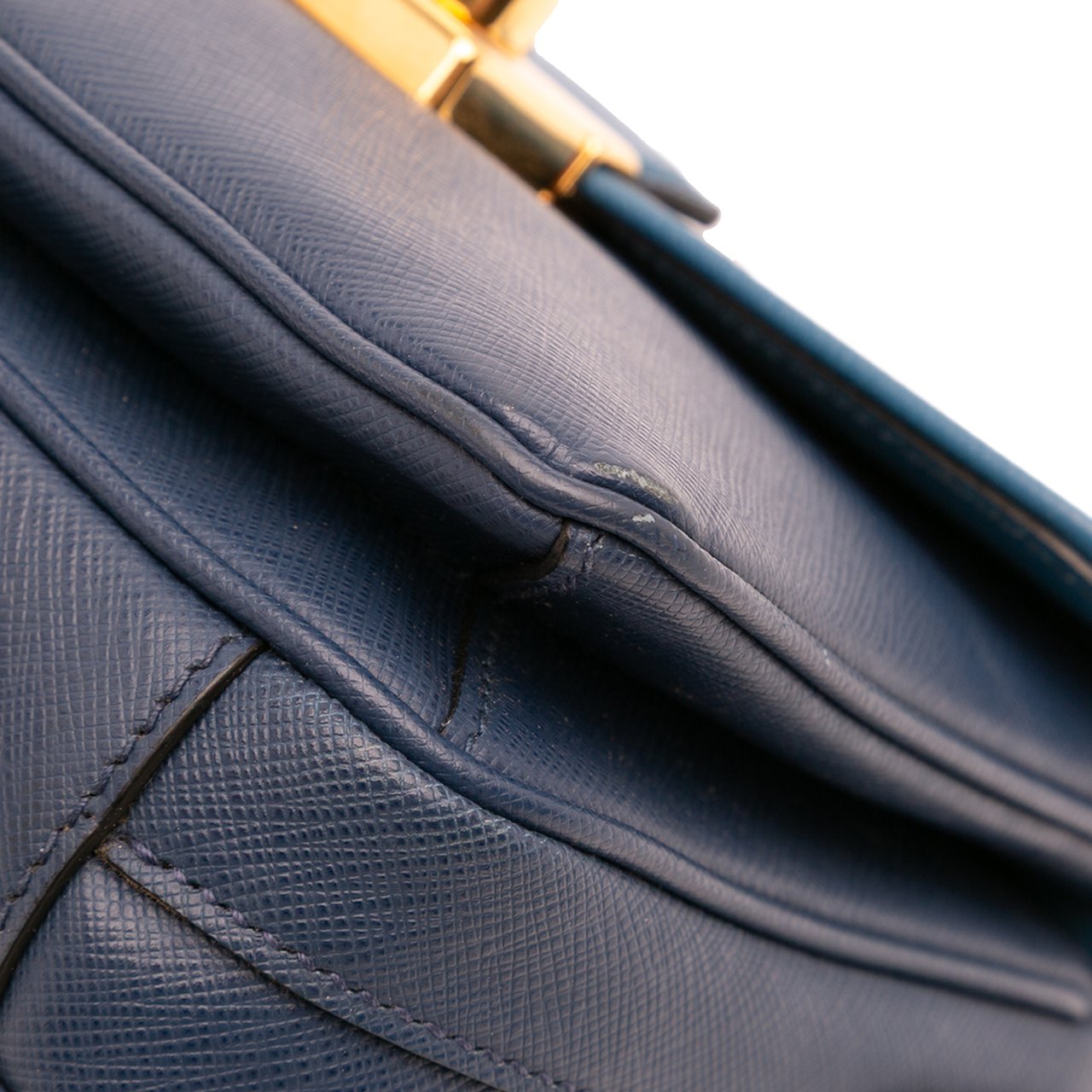 Prada Bicolor Saffiano Sound Lock Satchel Blauw