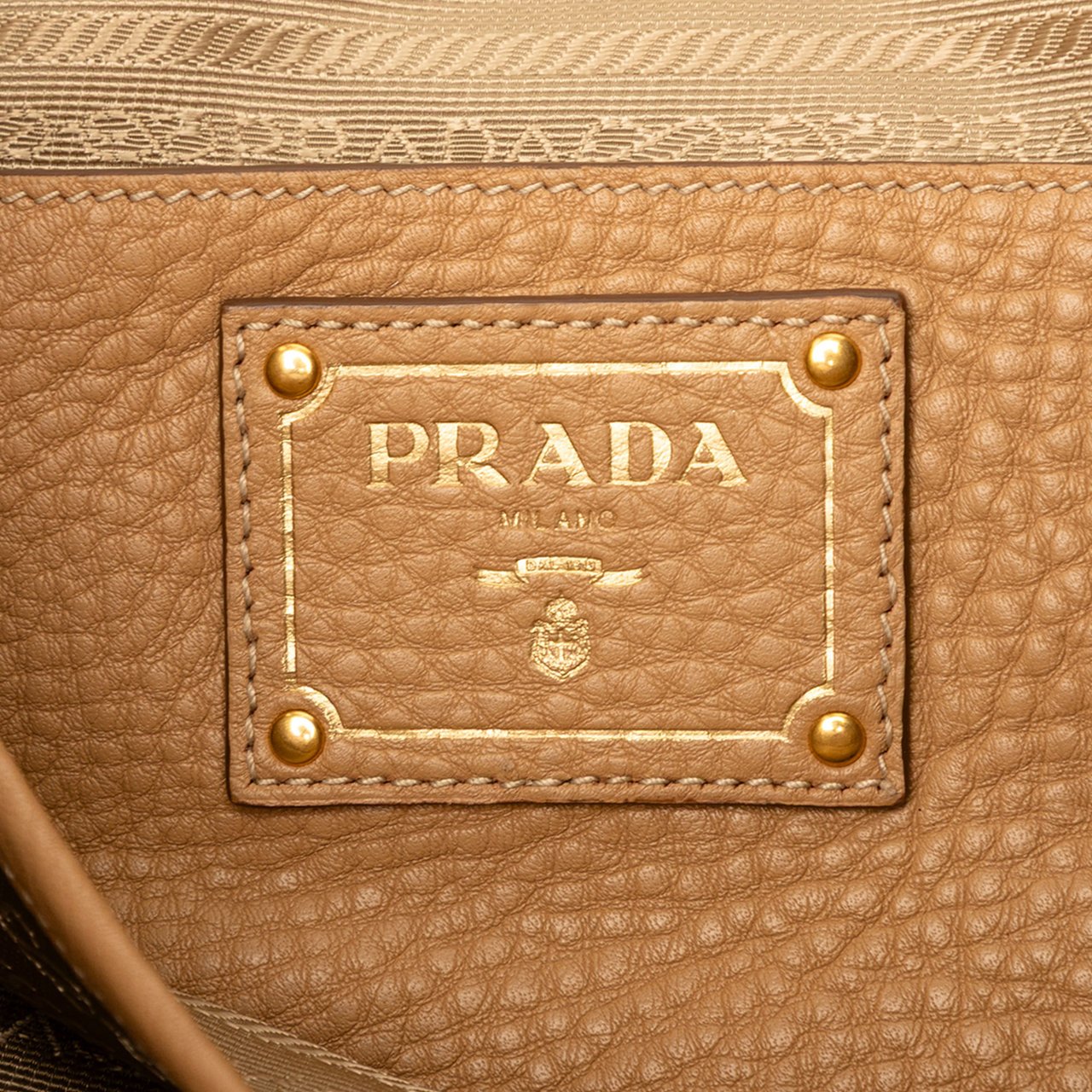 Prada Vitello Daino Side Zip Convertible Tote Bruin