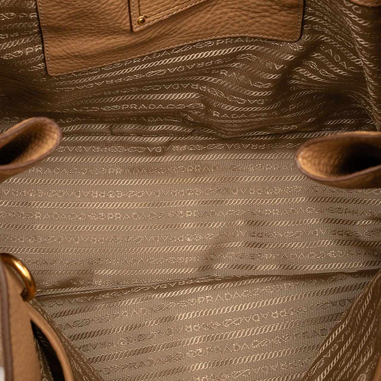 Prada Vitello Daino Side Zip Convertible Tote Bruin