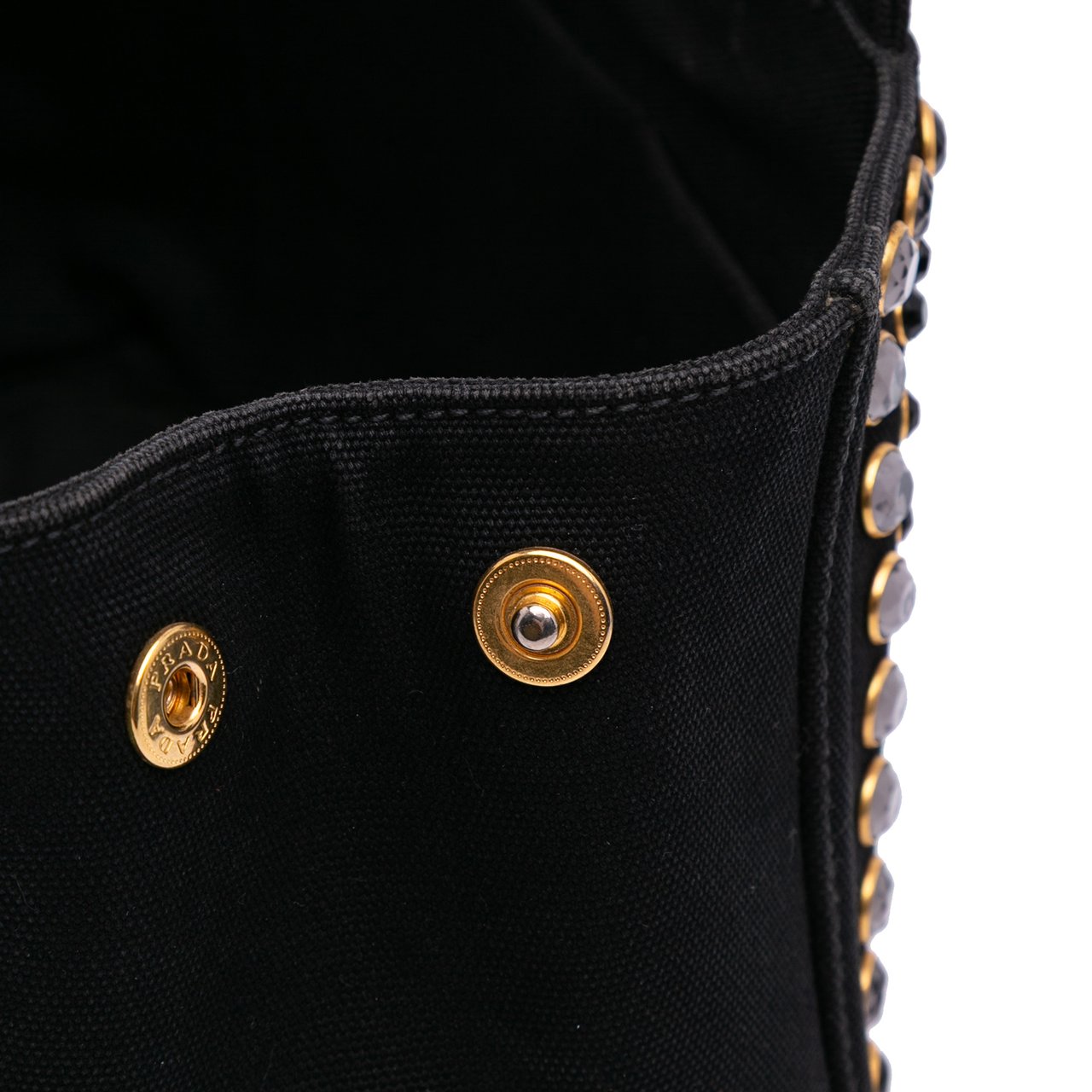 Prada Small Canvas Canapa Bijoux Satchel Zwart