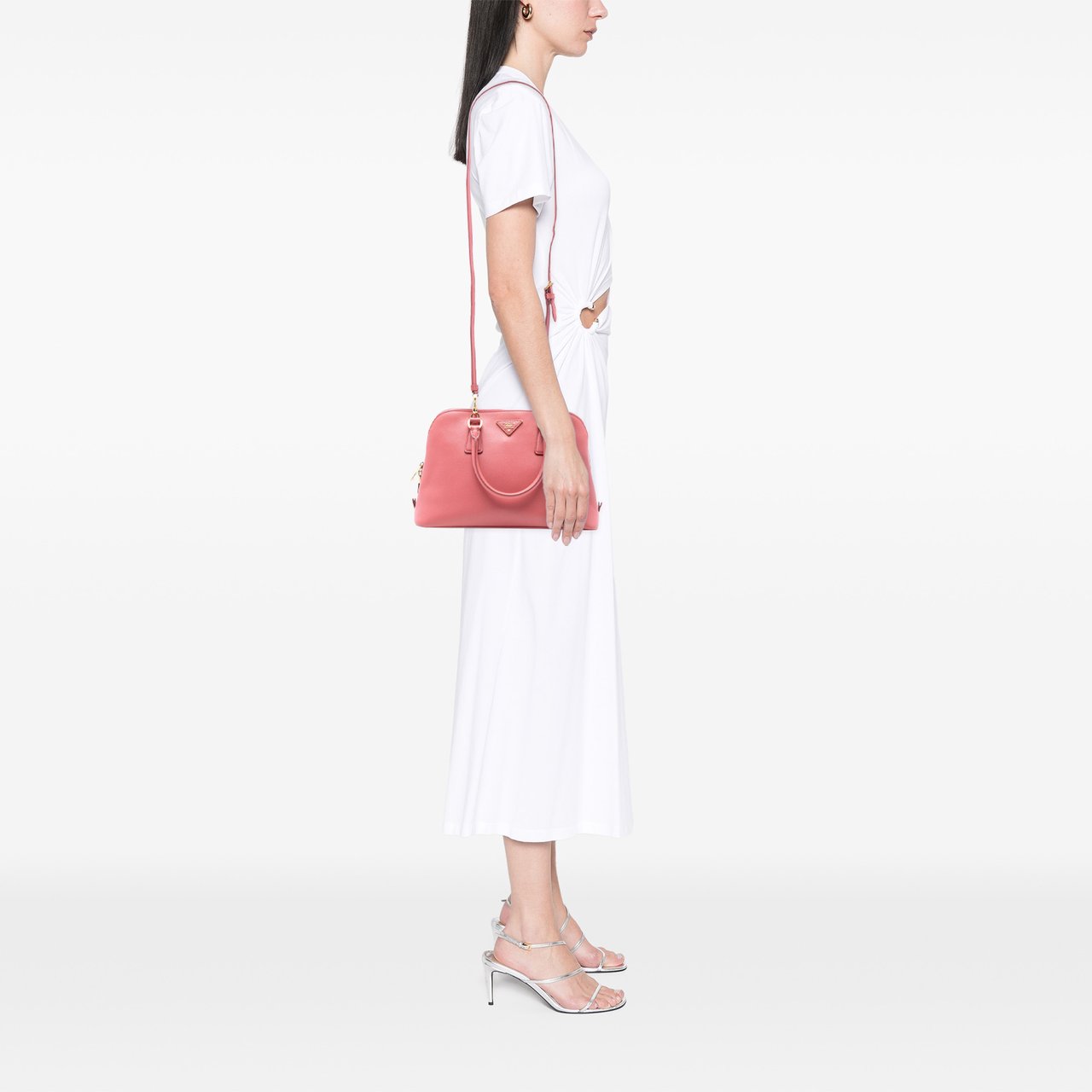 Prada Medium Saffiano Lux Promenade Satchel Roze