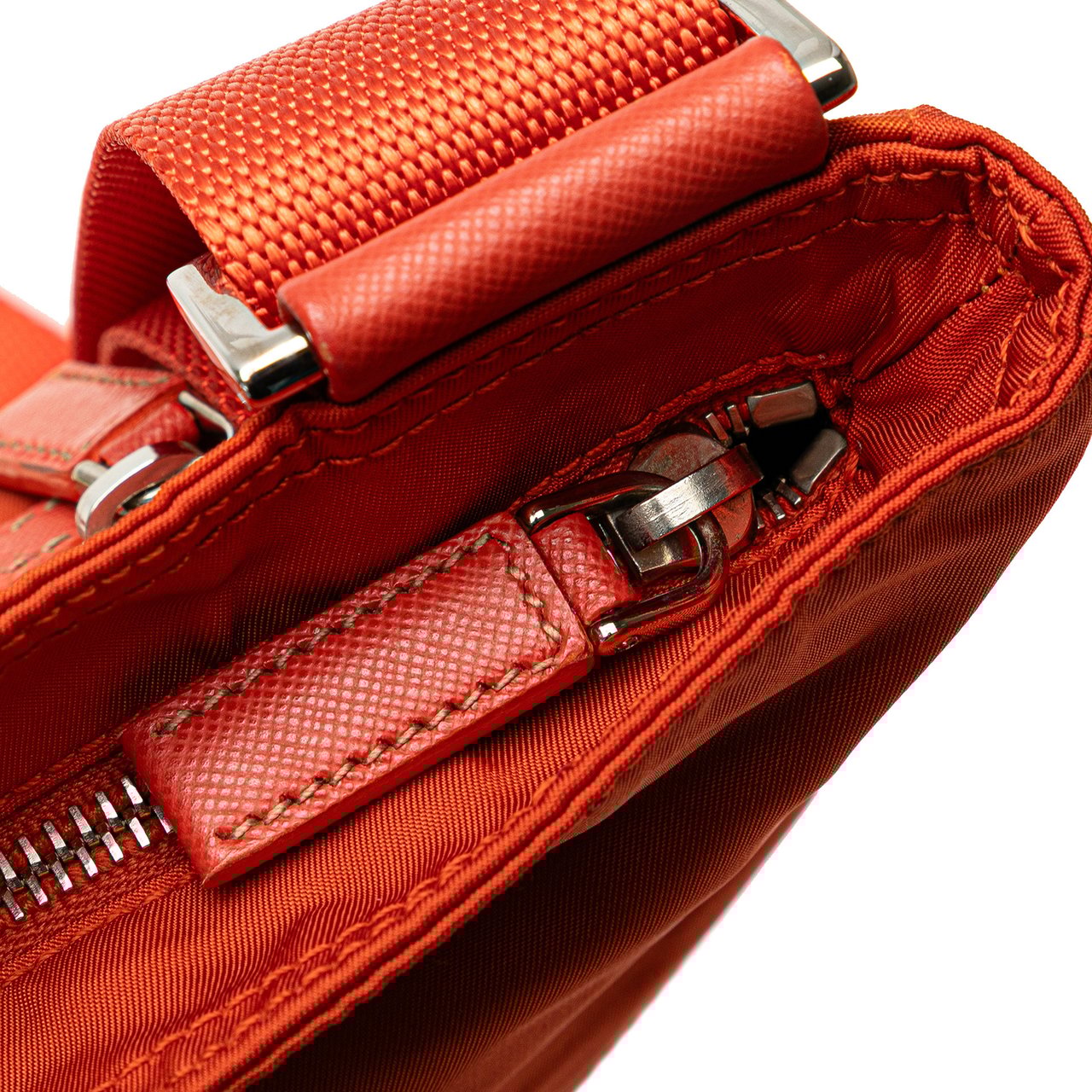 Prada Tessuto Zip Top Crossbody Oranje