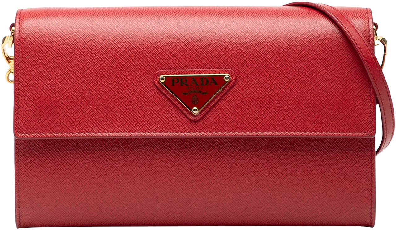 Prada Saffiano Wallet on Strap Rood