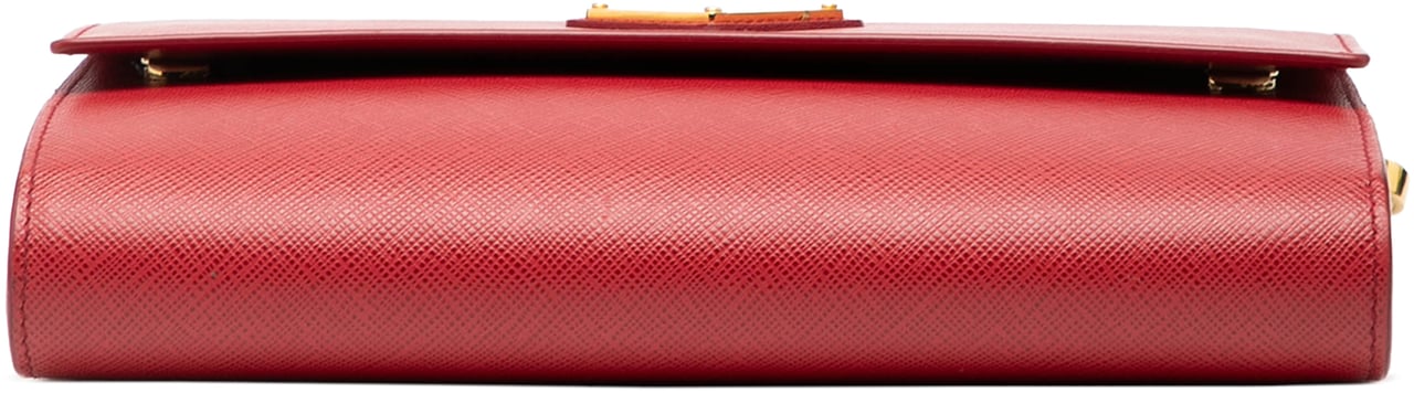 Prada Saffiano Wallet on Strap Rood