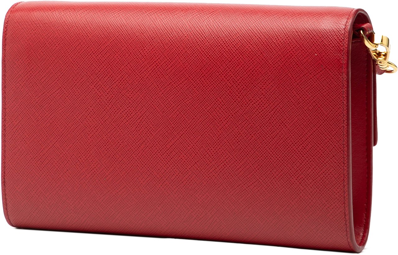 Prada Saffiano Wallet on Strap Rood