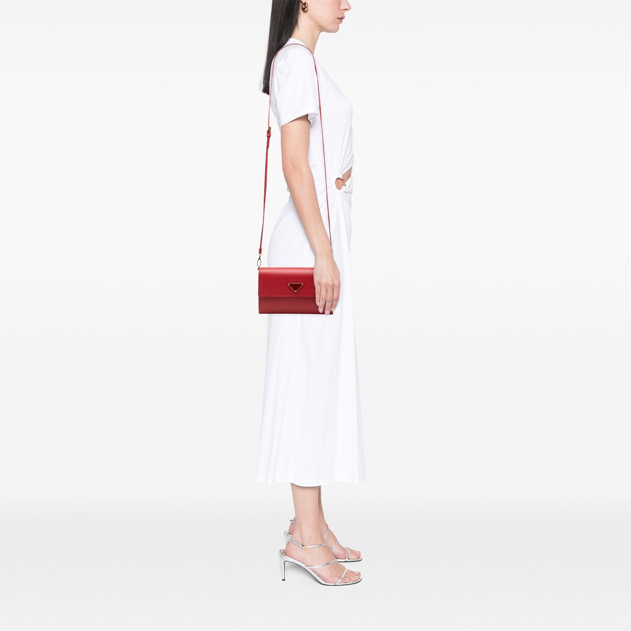 Prada Saffiano Wallet on Strap Rood