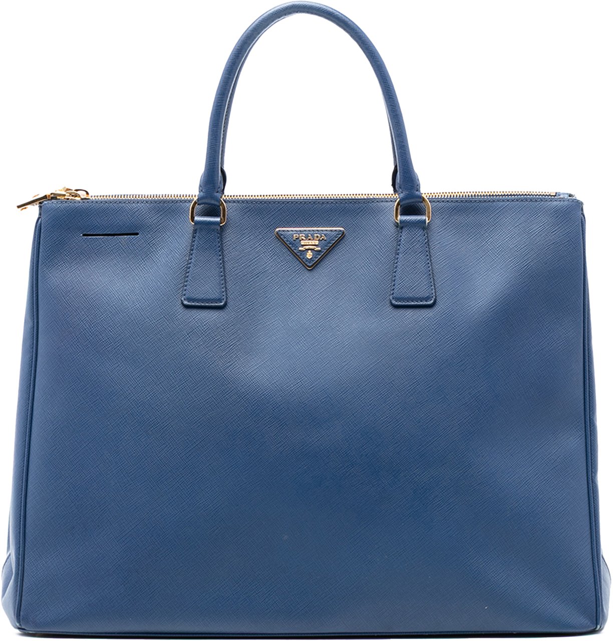 Prada Extra Large Saffiano Lux Galleria Double Zip Tote Blauw