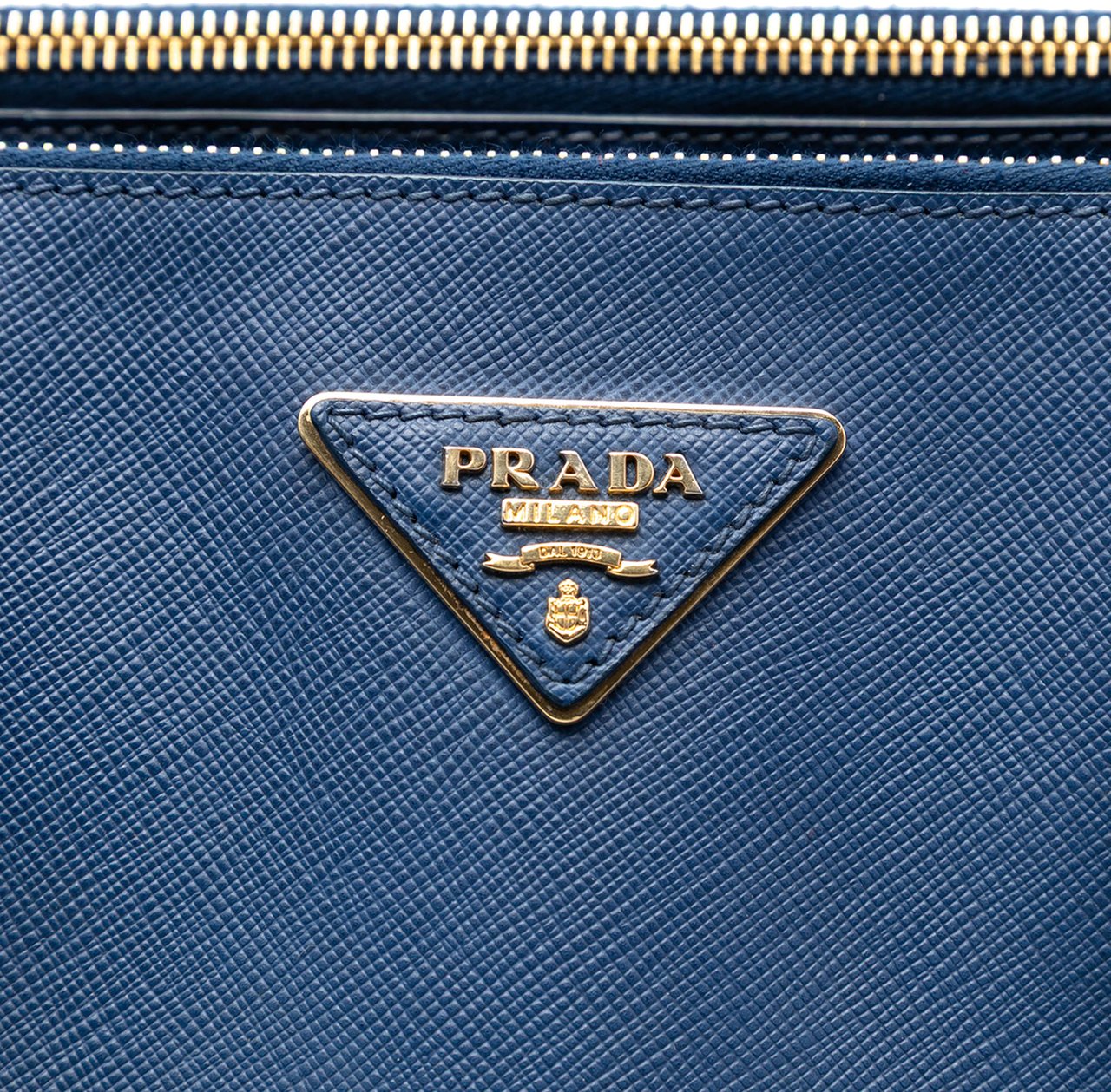 Prada Extra Large Saffiano Lux Galleria Double Zip Tote Blauw