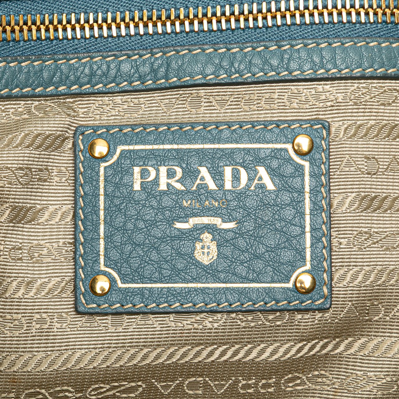 Prada Vitello Daino Open Convertible Tote Blauw