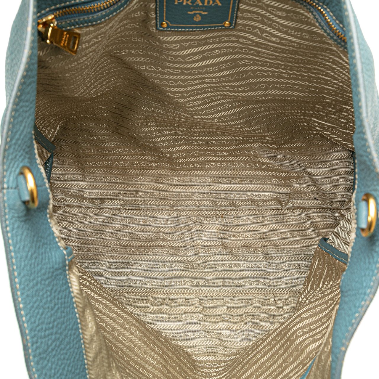 Prada Vitello Daino Open Convertible Tote Blauw