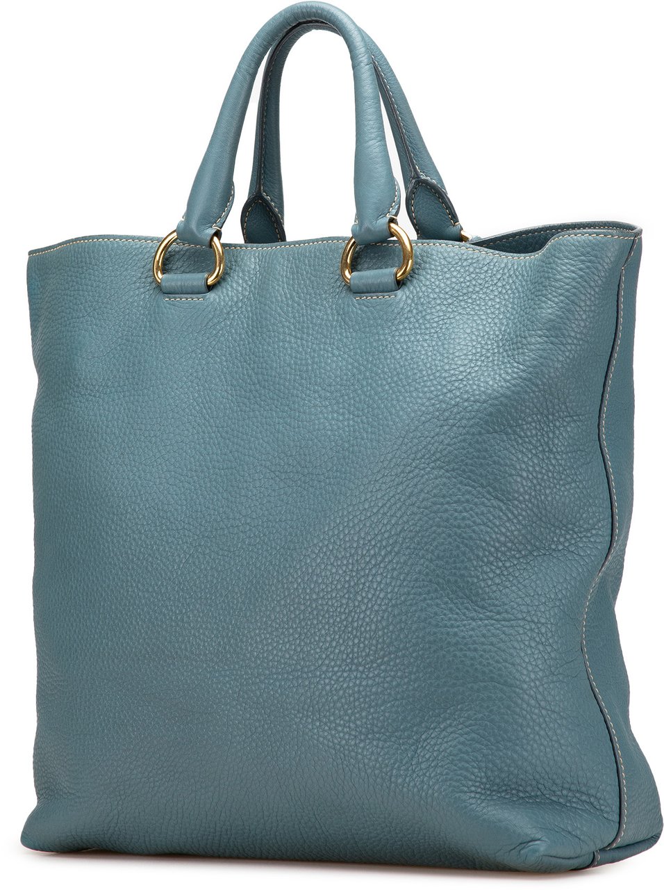 Prada Vitello Daino Open Convertible Tote Blauw