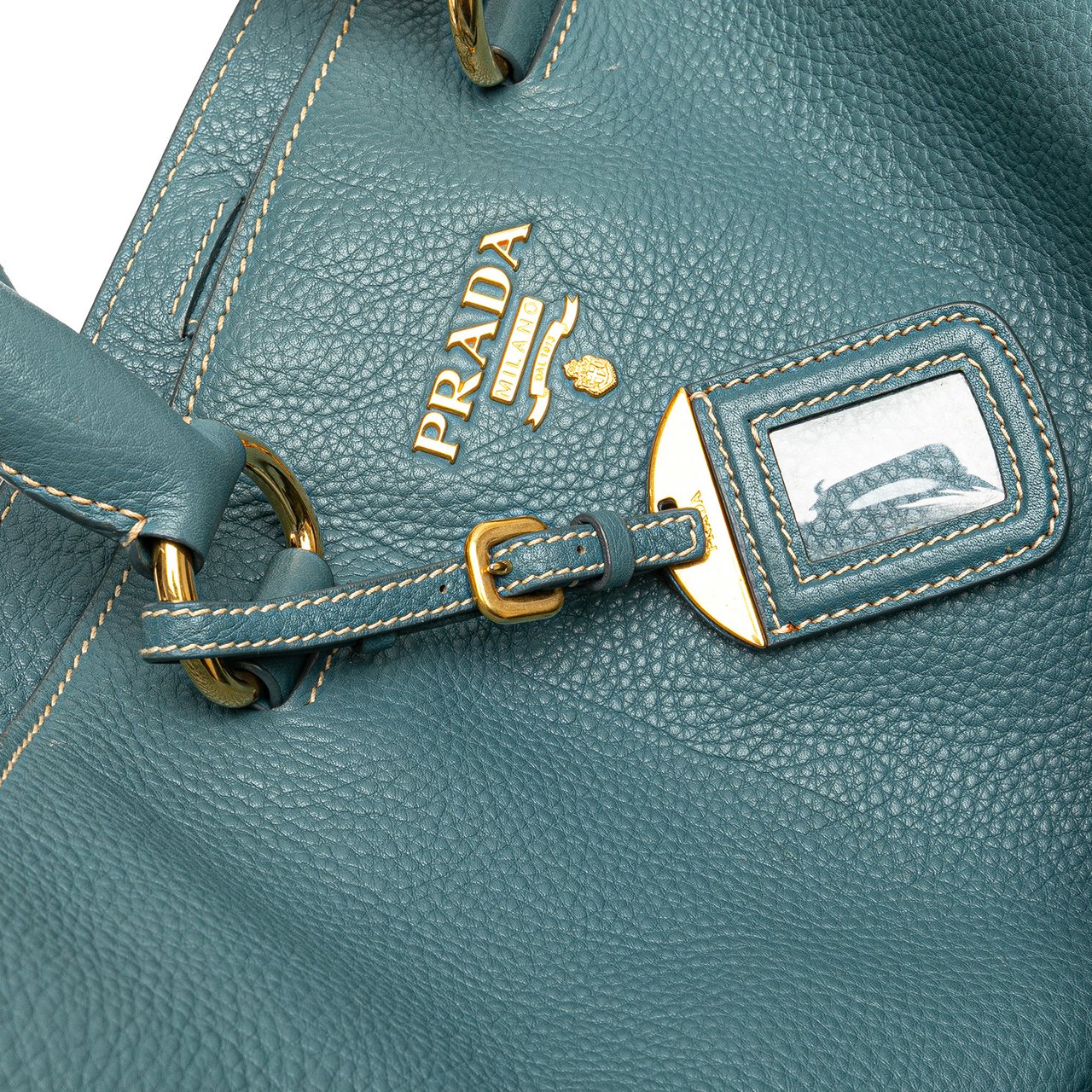 Prada Vitello Daino Open Convertible Tote Blauw