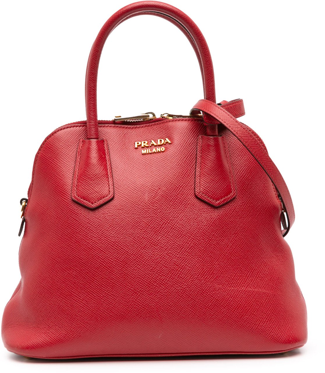 Prada Medium Saffiano Dome Satchel Rood