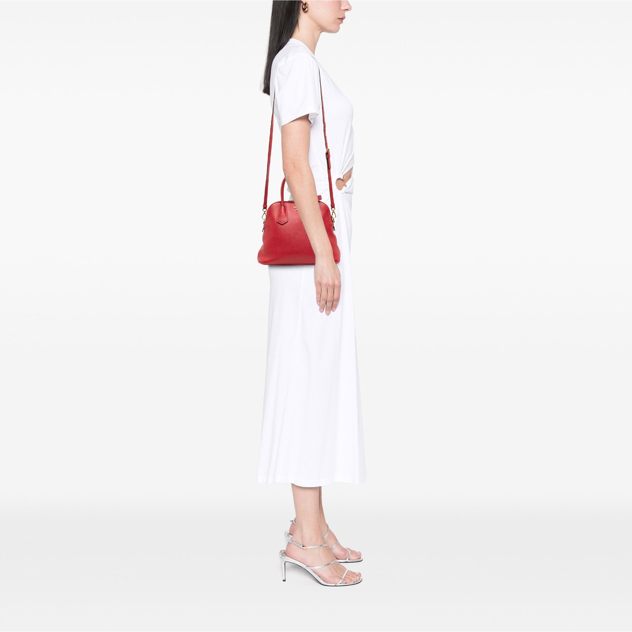 Prada Medium Saffiano Dome Satchel Rood