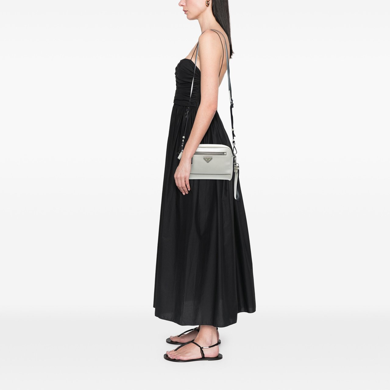 Prada Saffiano Travel Triangle Wristlet Crossbody Wit