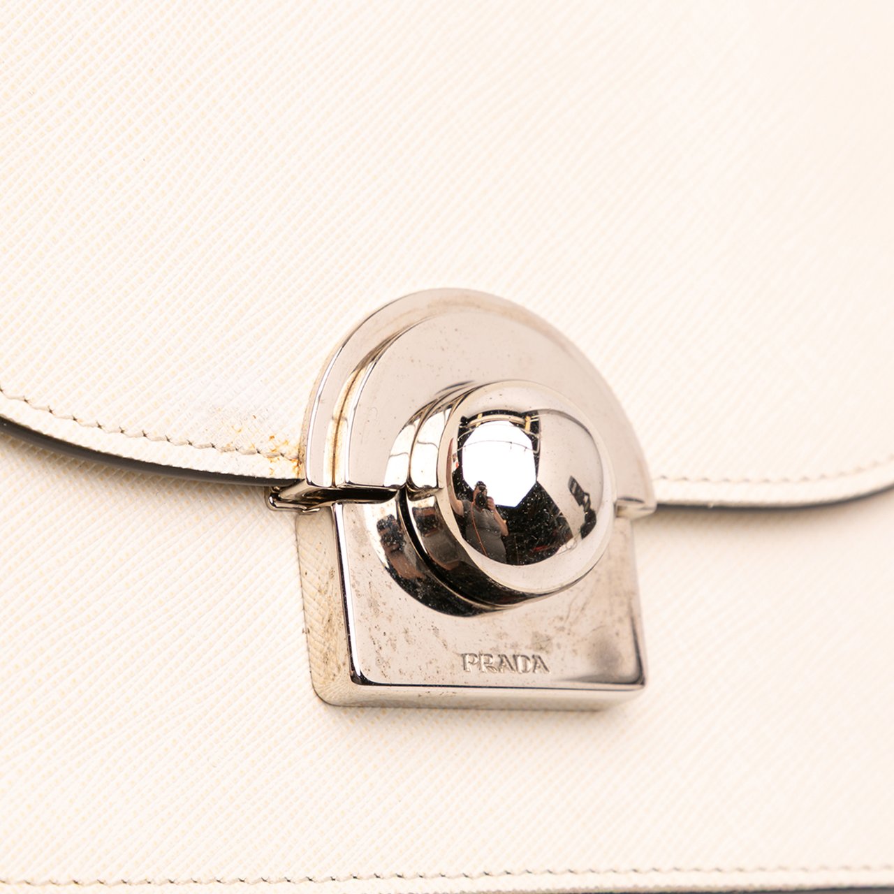 Prada Saffiano Lux Arcade Satchel Wit