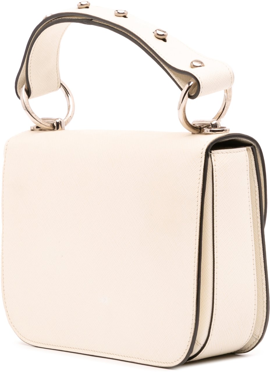 Prada Saffiano Lux Arcade Satchel Wit