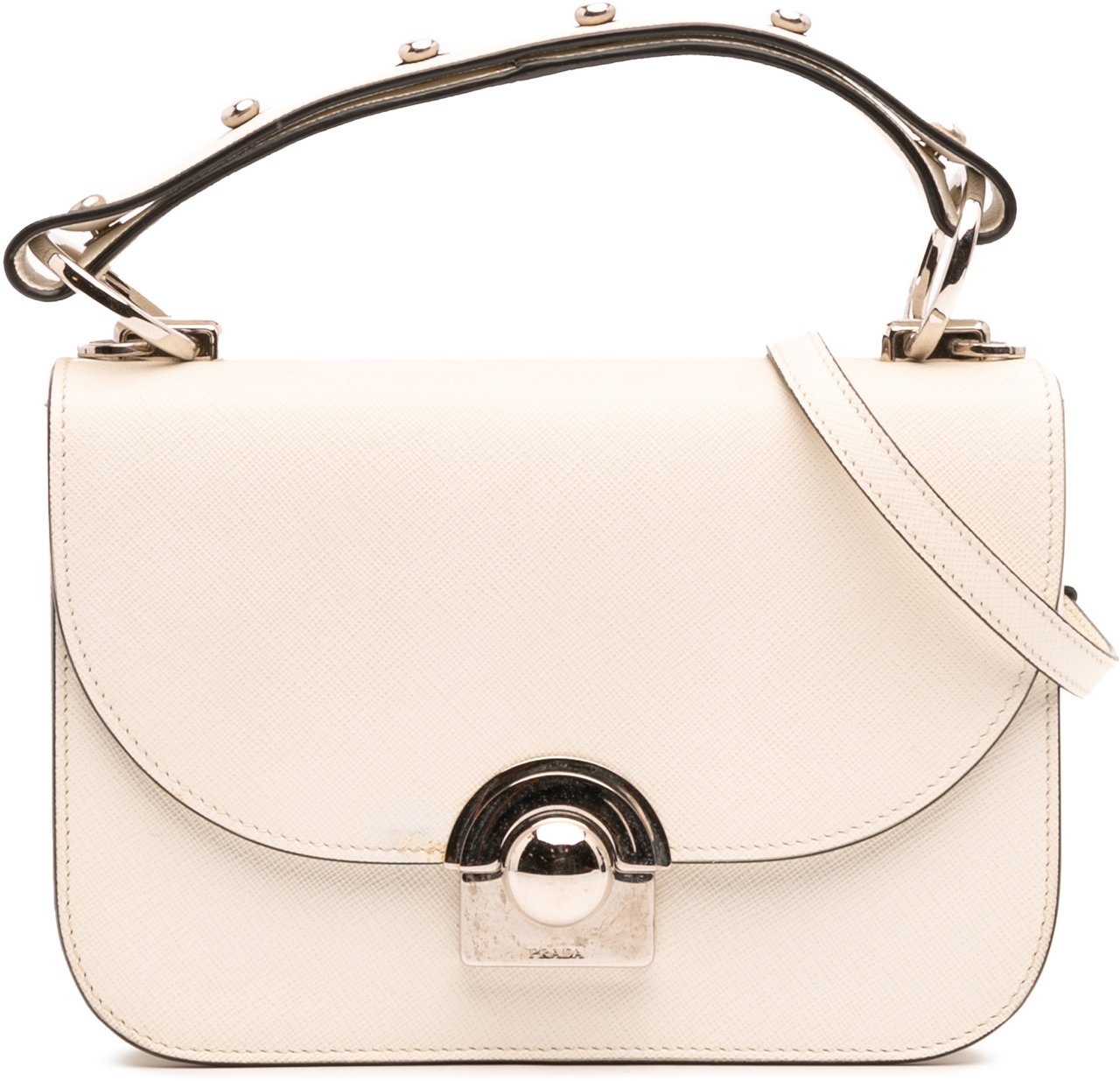 Prada Saffiano Lux Arcade Satchel Wit