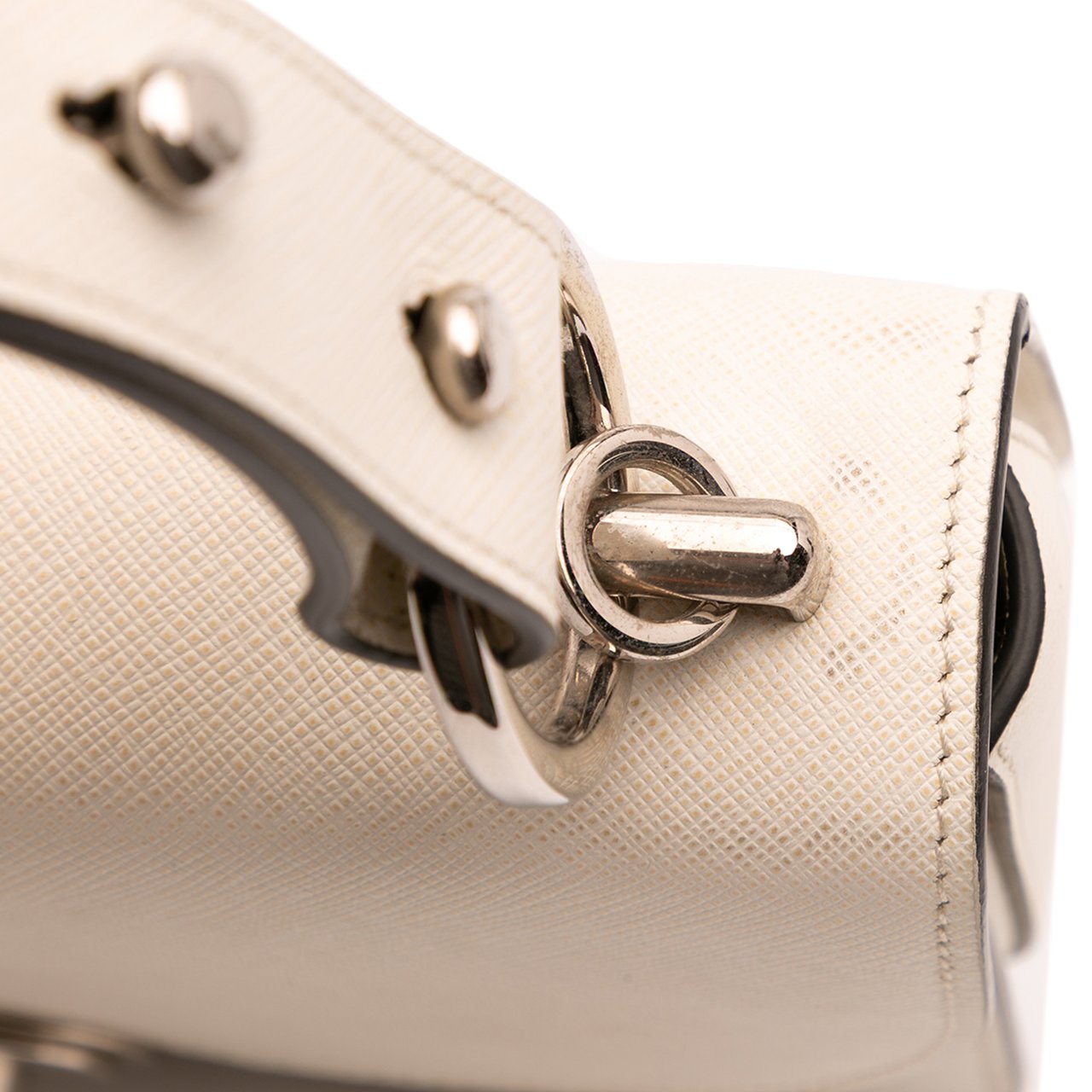 Prada Saffiano Lux Arcade Satchel Wit