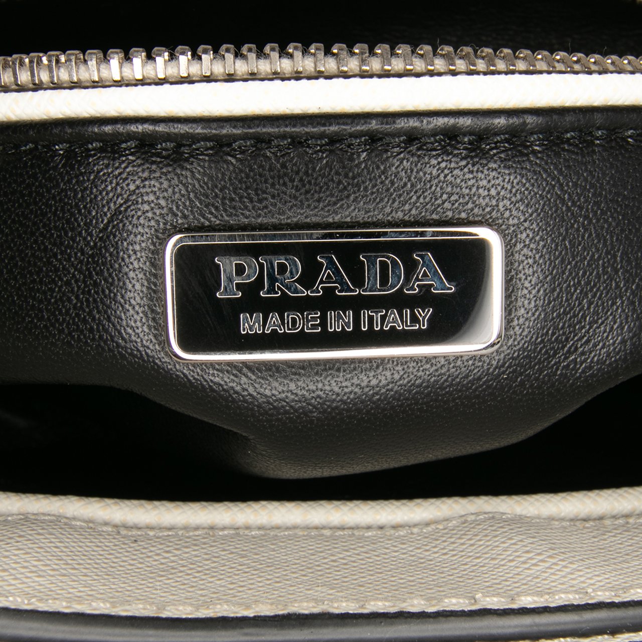 Prada Saffiano Lux Arcade Satchel Wit