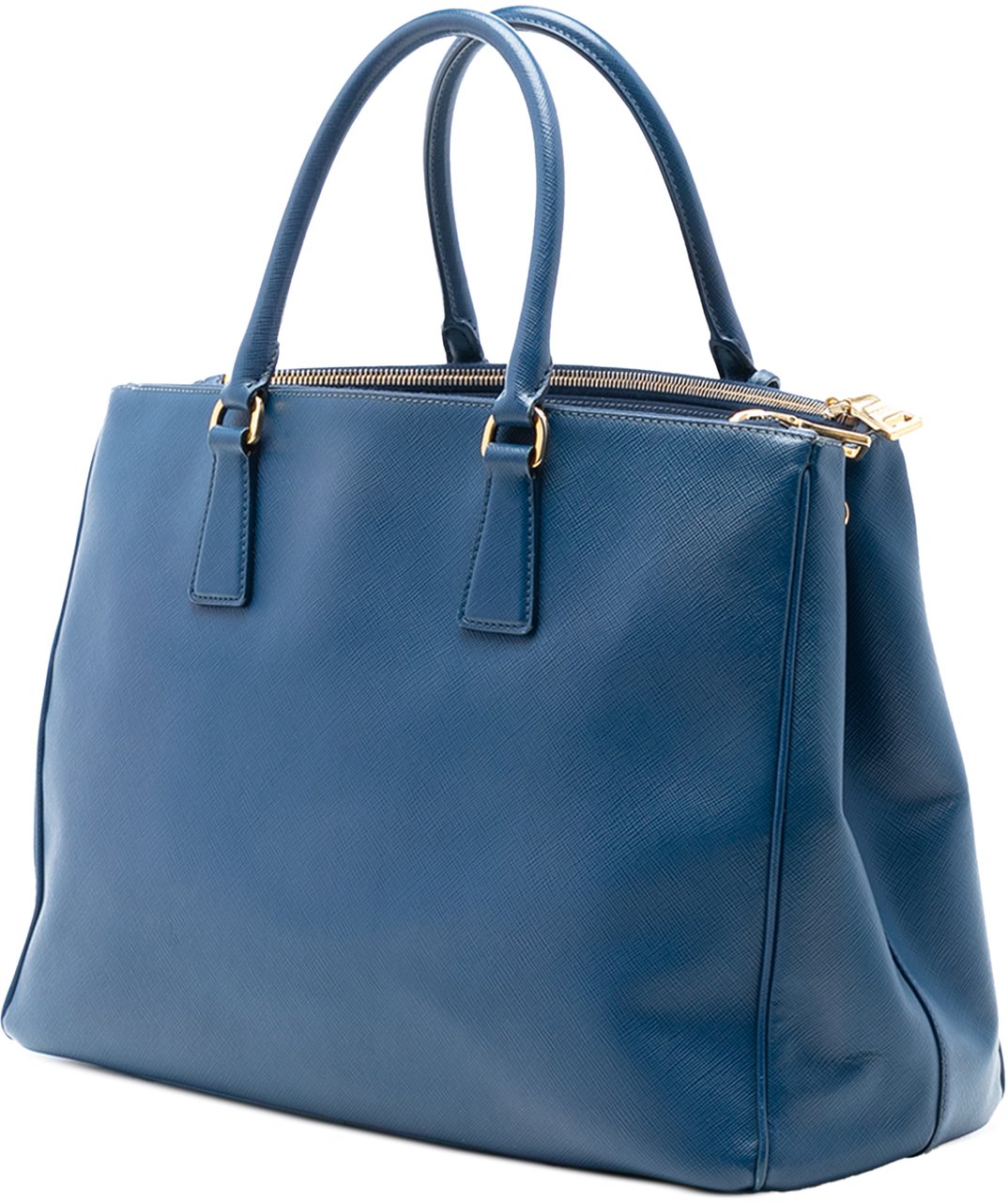 Prada Large Saffiano Lux Galleria Double Zip Tote Blauw