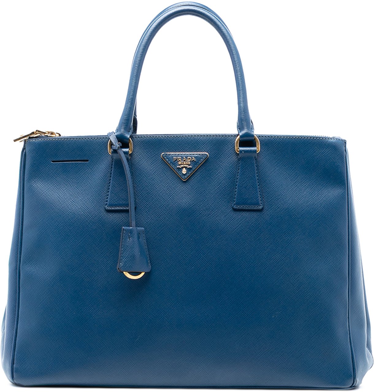 Prada Large Saffiano Lux Galleria Double Zip Tote Blauw