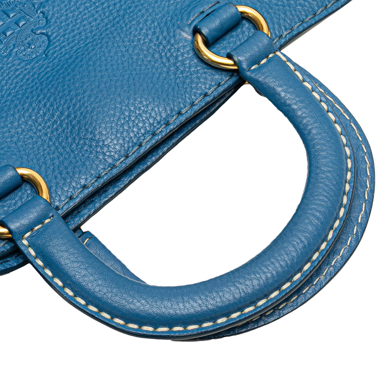 Prada Vitello Daino Canapa Open Convertible Tote Blauw