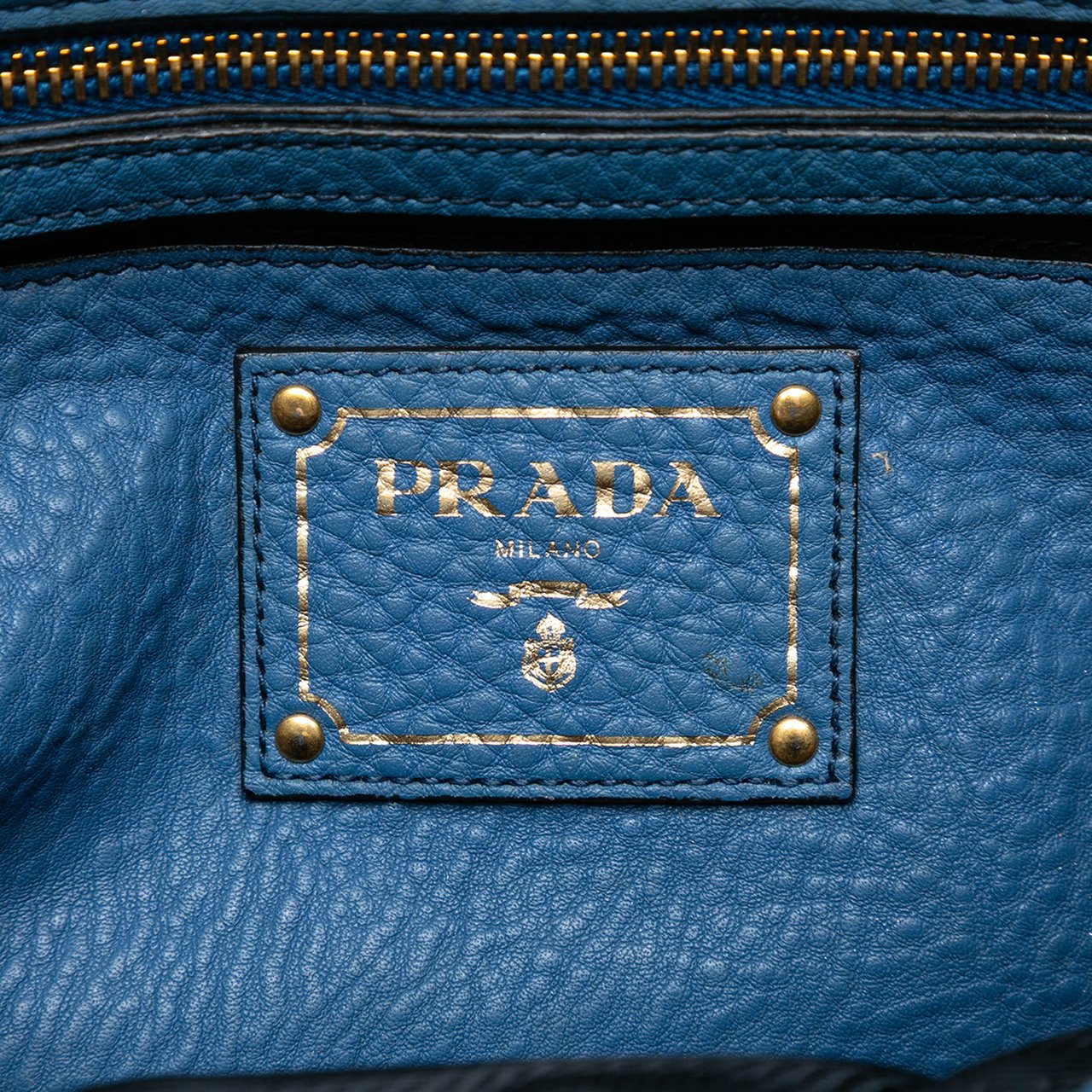 Prada Vitello Daino Sound Lock Satchel Blauw