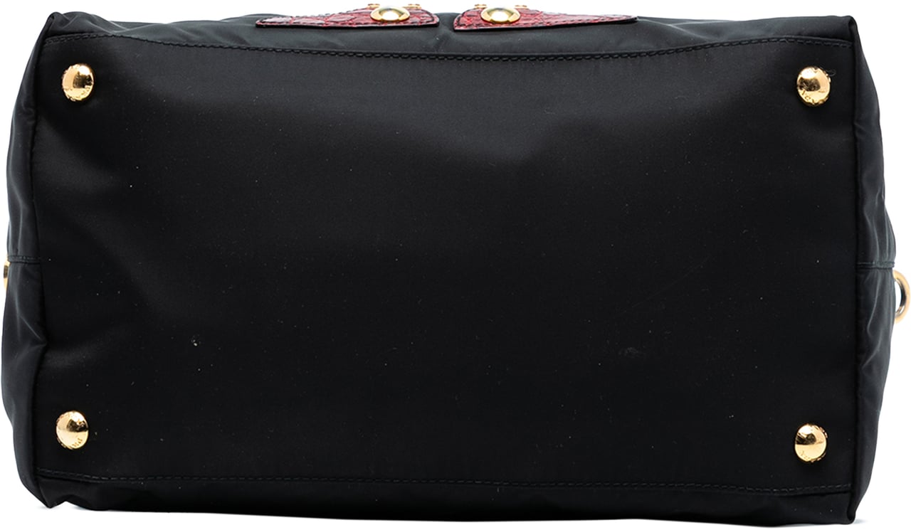 Prada Saffiano Trimmed Tessuto Robot Convertible Tote Zwart