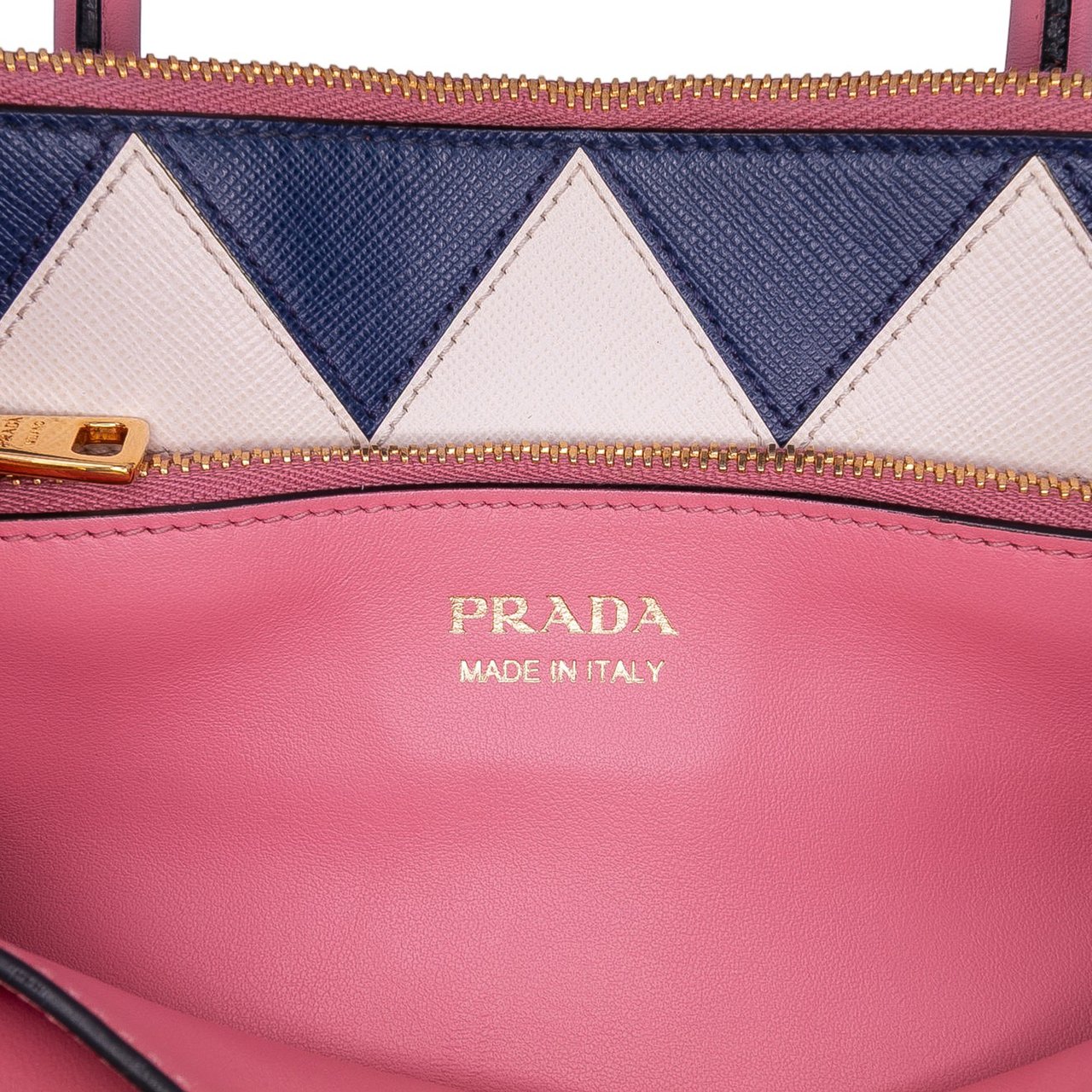 Prada City Calf Trimmed Saffiano Greche Paradigme Bag Roze