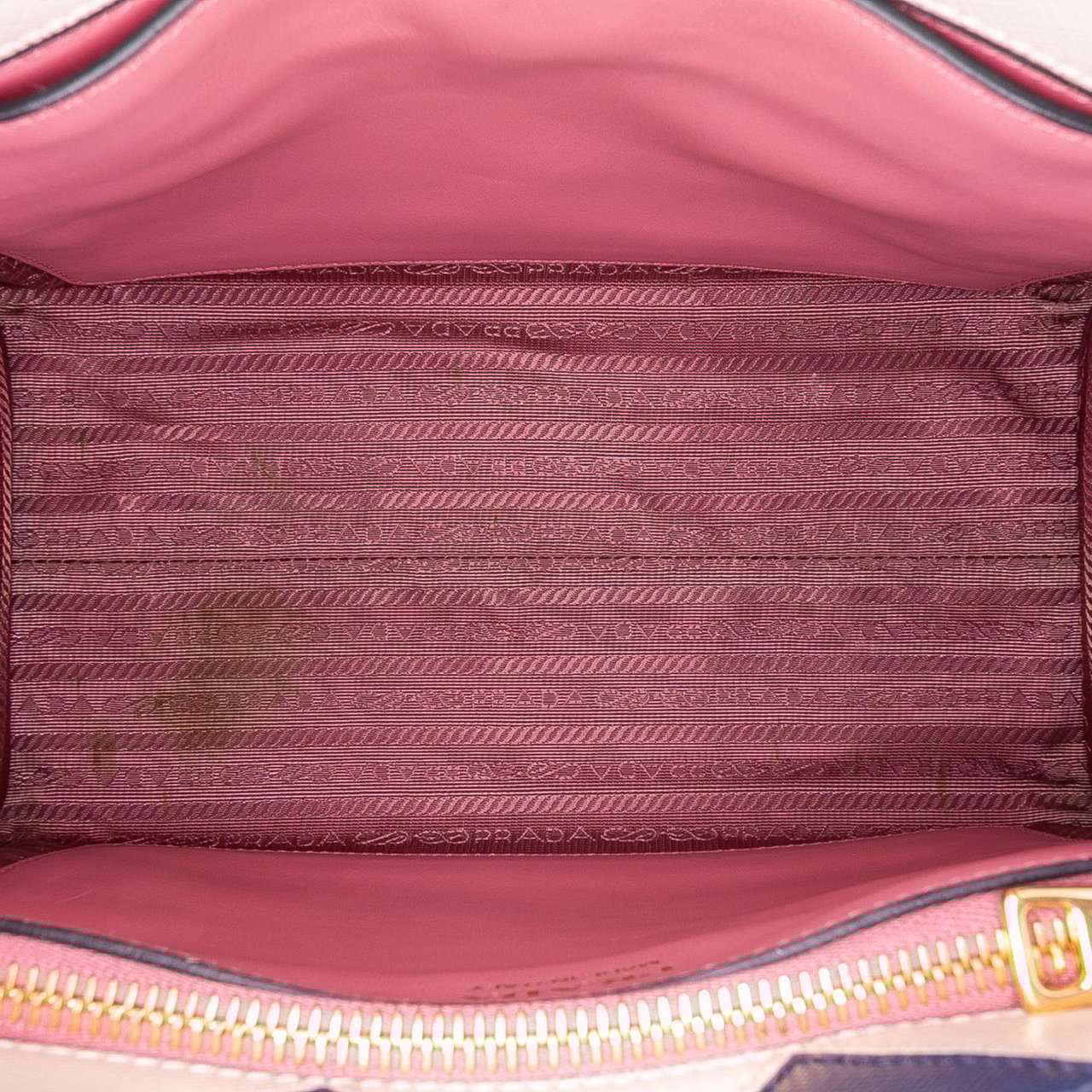 Prada City Calf Trimmed Saffiano Greche Paradigme Bag Roze