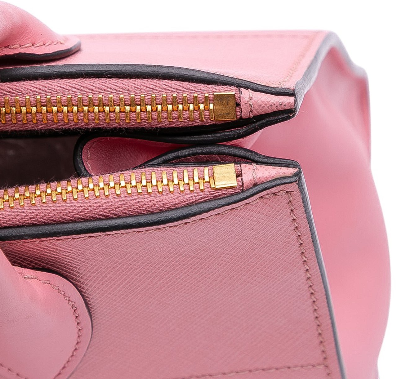 Prada City Calf Trimmed Saffiano Greche Paradigme Bag Roze