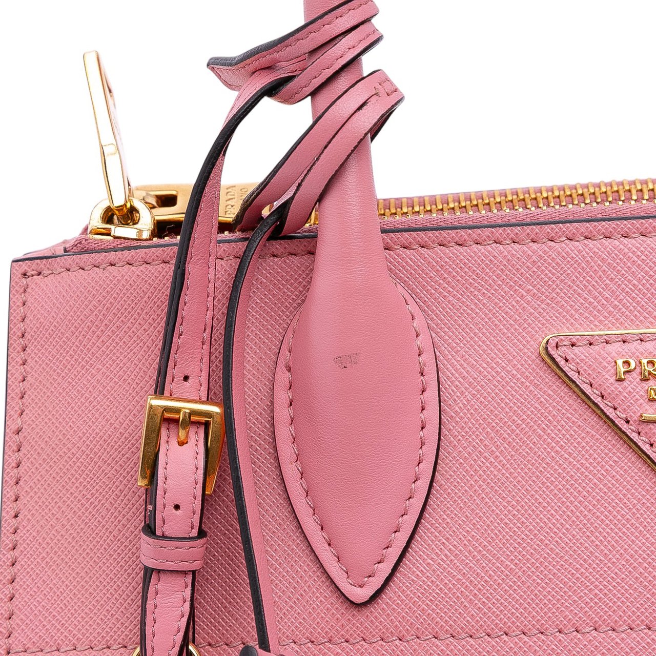 Prada City Calf Trimmed Saffiano Greche Paradigme Bag Roze