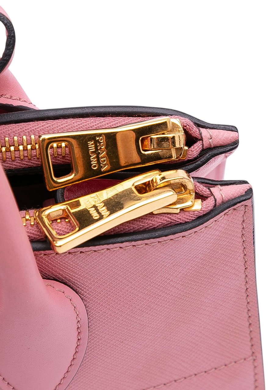 Prada City Calf Trimmed Saffiano Greche Paradigme Bag Roze
