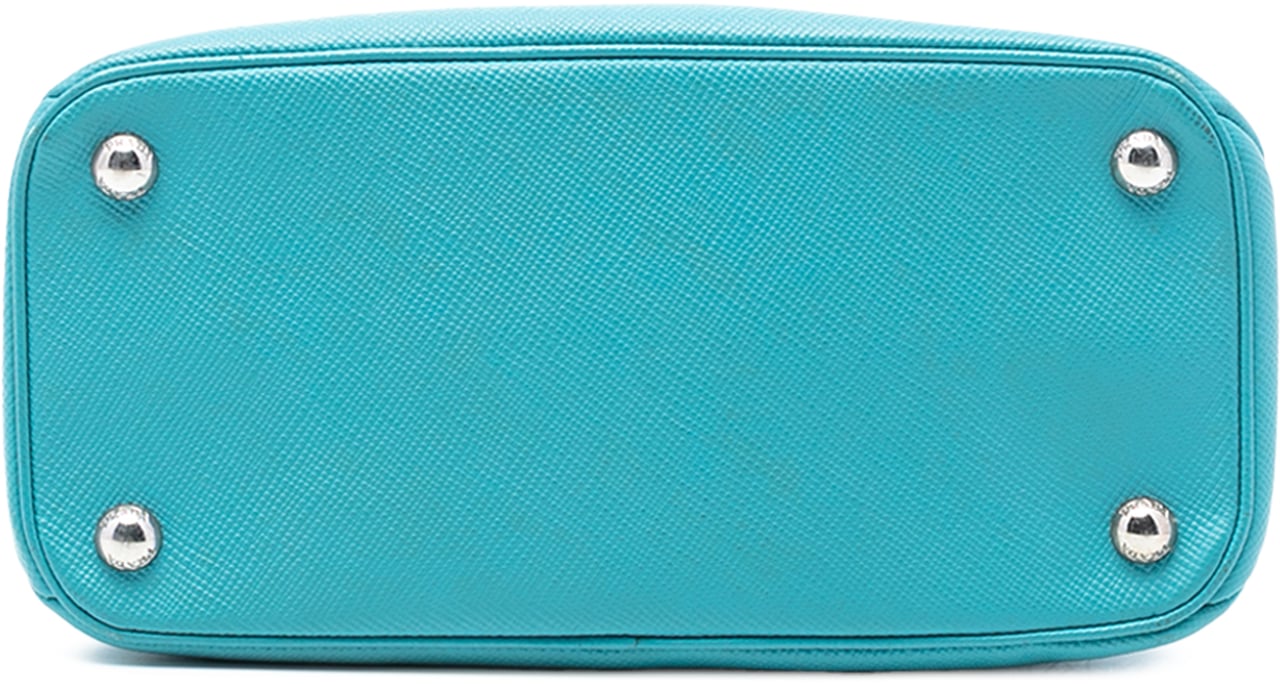 Prada Small Saffiano Cuir Turnlock Twin Satchel Blauw